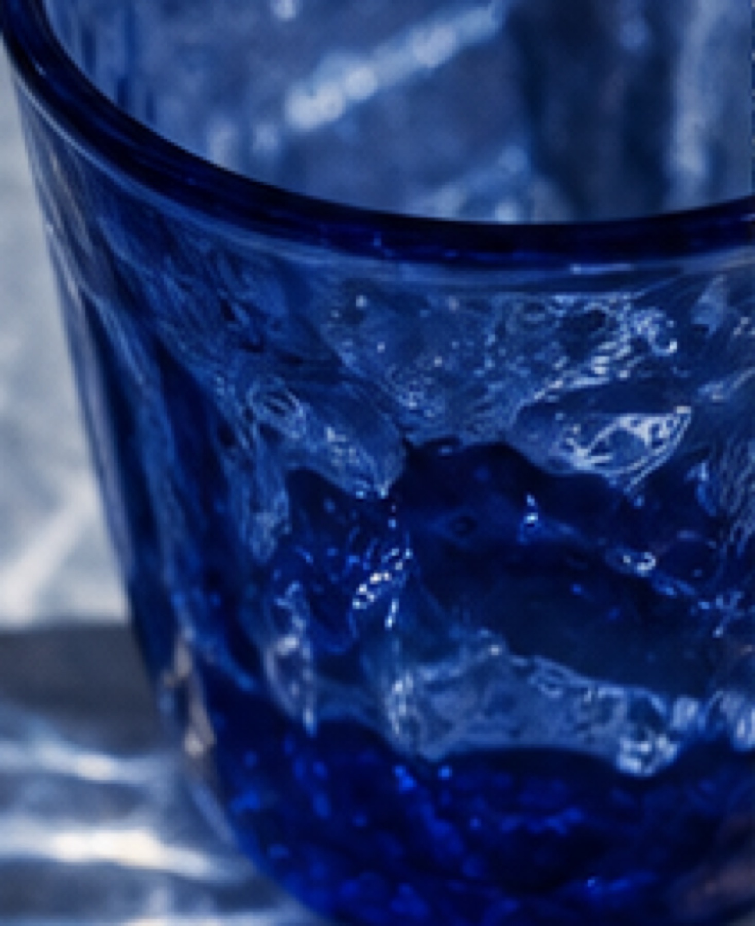 Cobalt blue glass in sunlight
